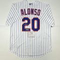 Autographed/Signed Pete Alonso New York Mets Authentic Pinstripe Nike Baseball Jersey Fanatics COA