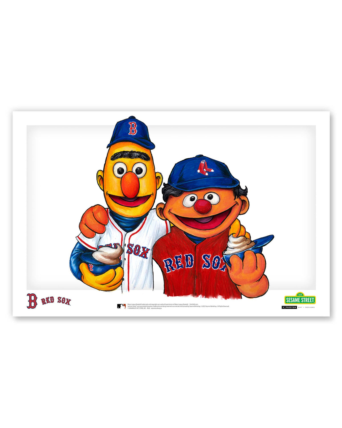Bert and Ernie x MLB Red Sox Limited Edition Art Print