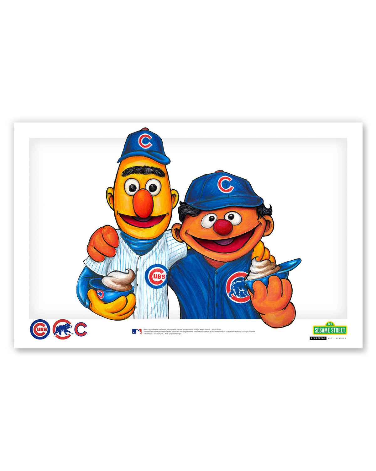 Bert and Ernie x MLB Cubs Limited Edition Art Print