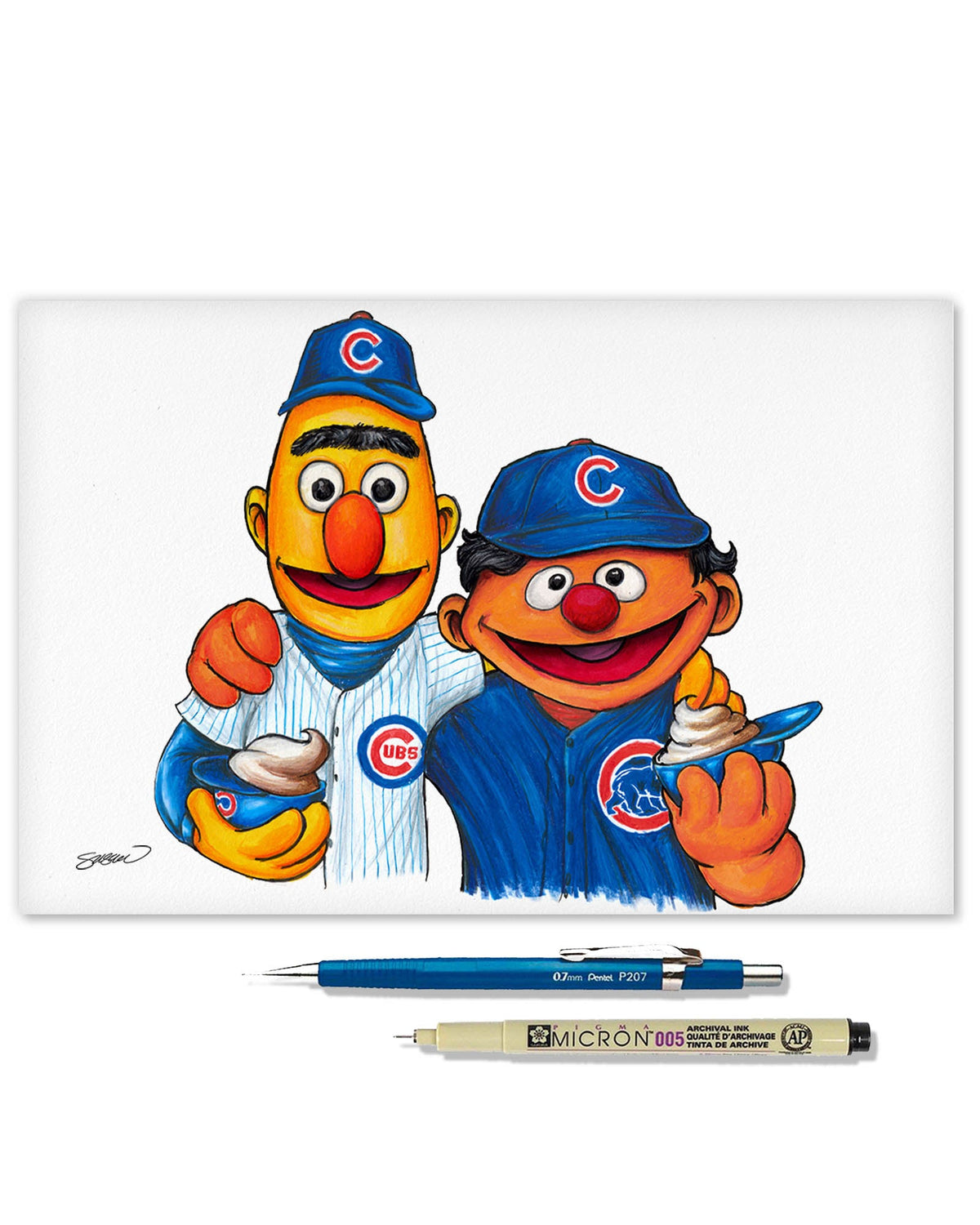Bert and Ernie x MLB Cubs Limited Edition Art Print