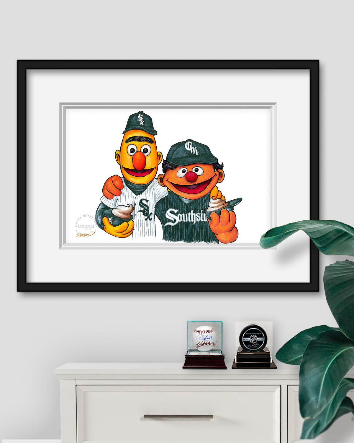 Bert and Ernie x MLB White Sox Limited Edition Art Print