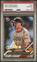 Graded 2024 Topps Now Jackson Merrill #591 Merrill Magic! Walk Off Home Run Propels Padres Rookie RC Baseball Card PSA 10 Gem Mint