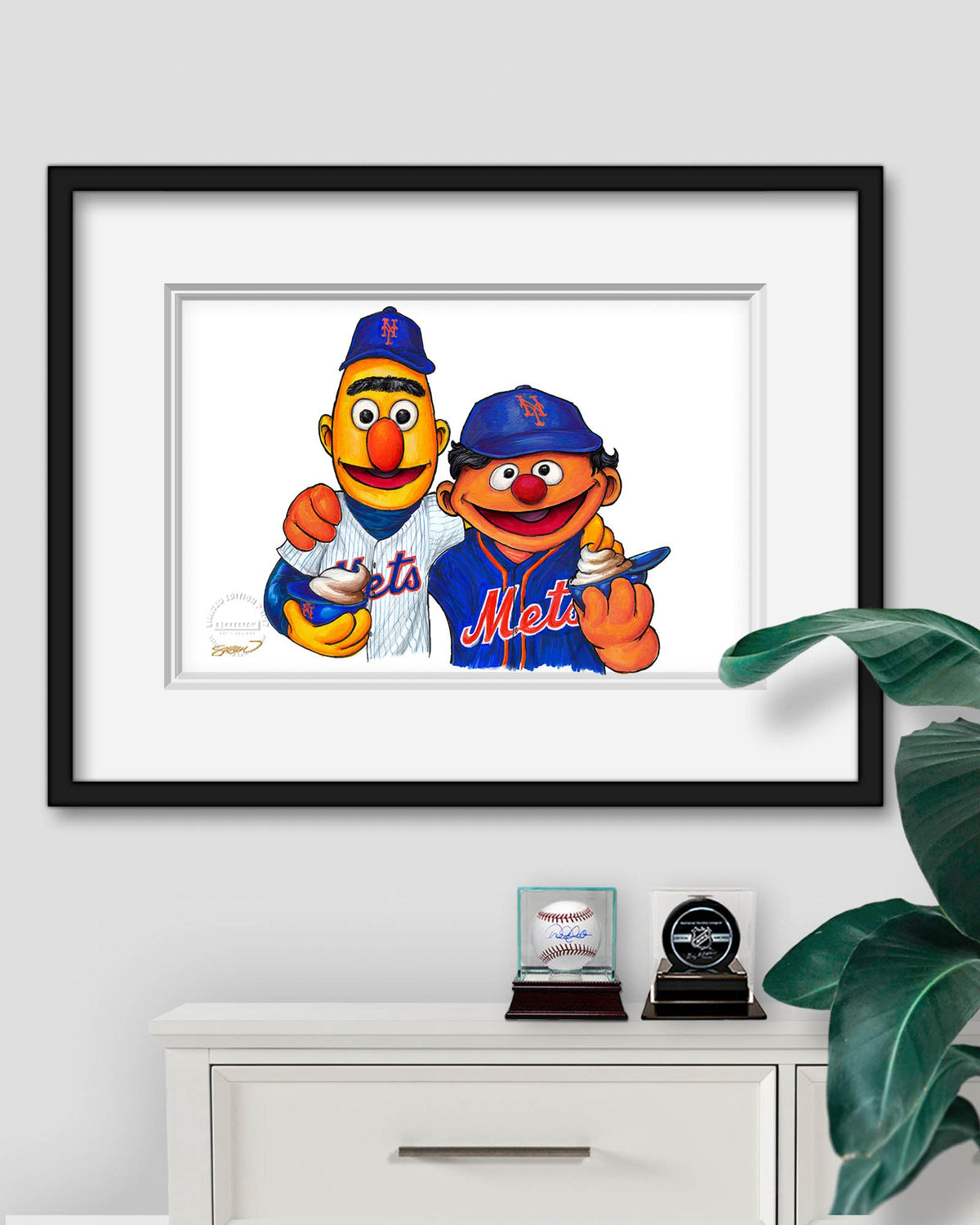 Bert and Ernie x MLB Mets Limited Edition Art Print