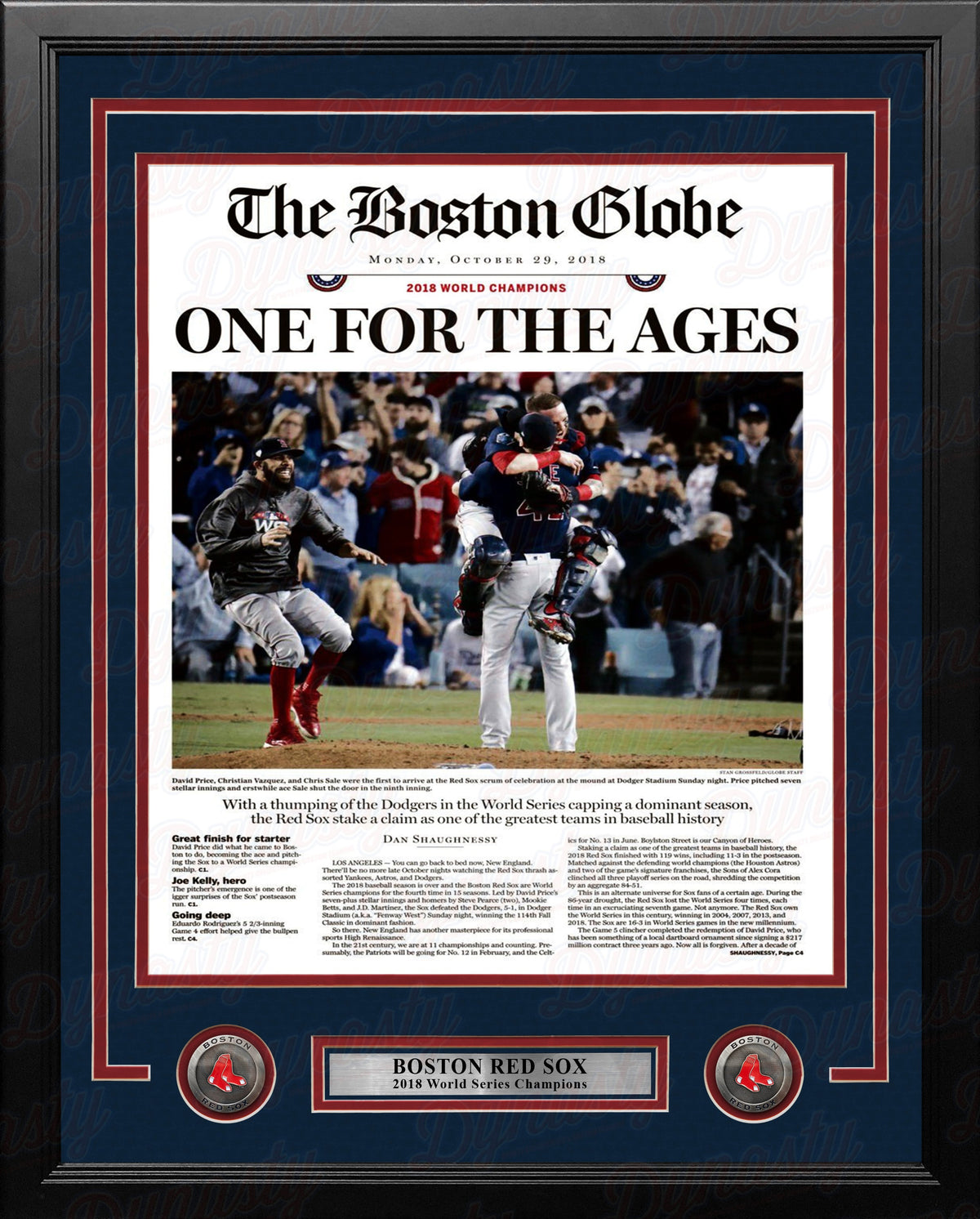 Boston Red Sox 2018 World Series Champions Framed Boston Globe Photo