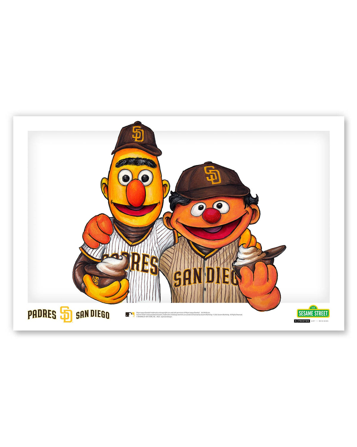 Bert and Ernie x MLB Padres Limited Edition Art Print