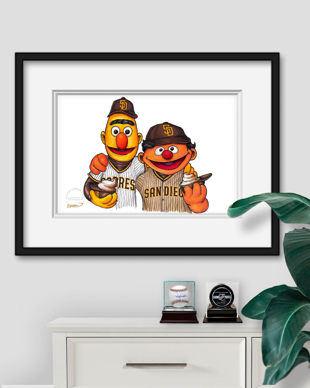 Bert and Ernie x MLB Padres Limited Edition Art Print