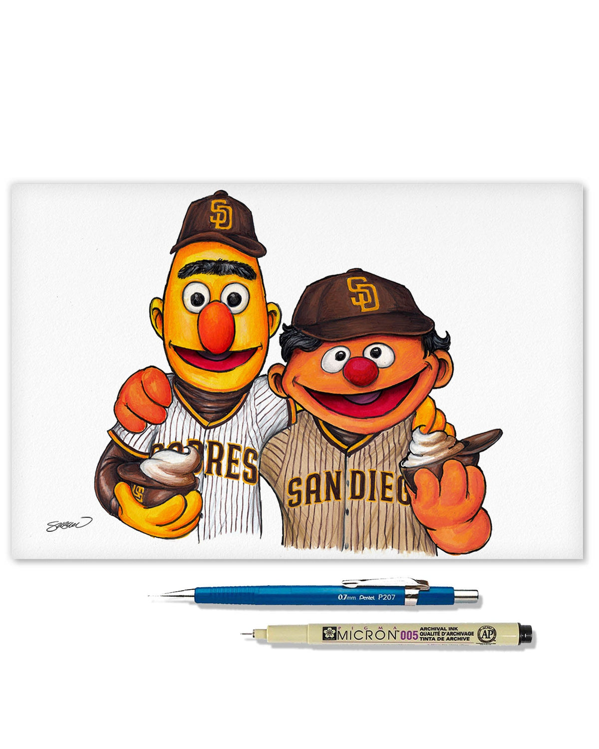 Bert and Ernie x MLB Padres Limited Edition Art Print