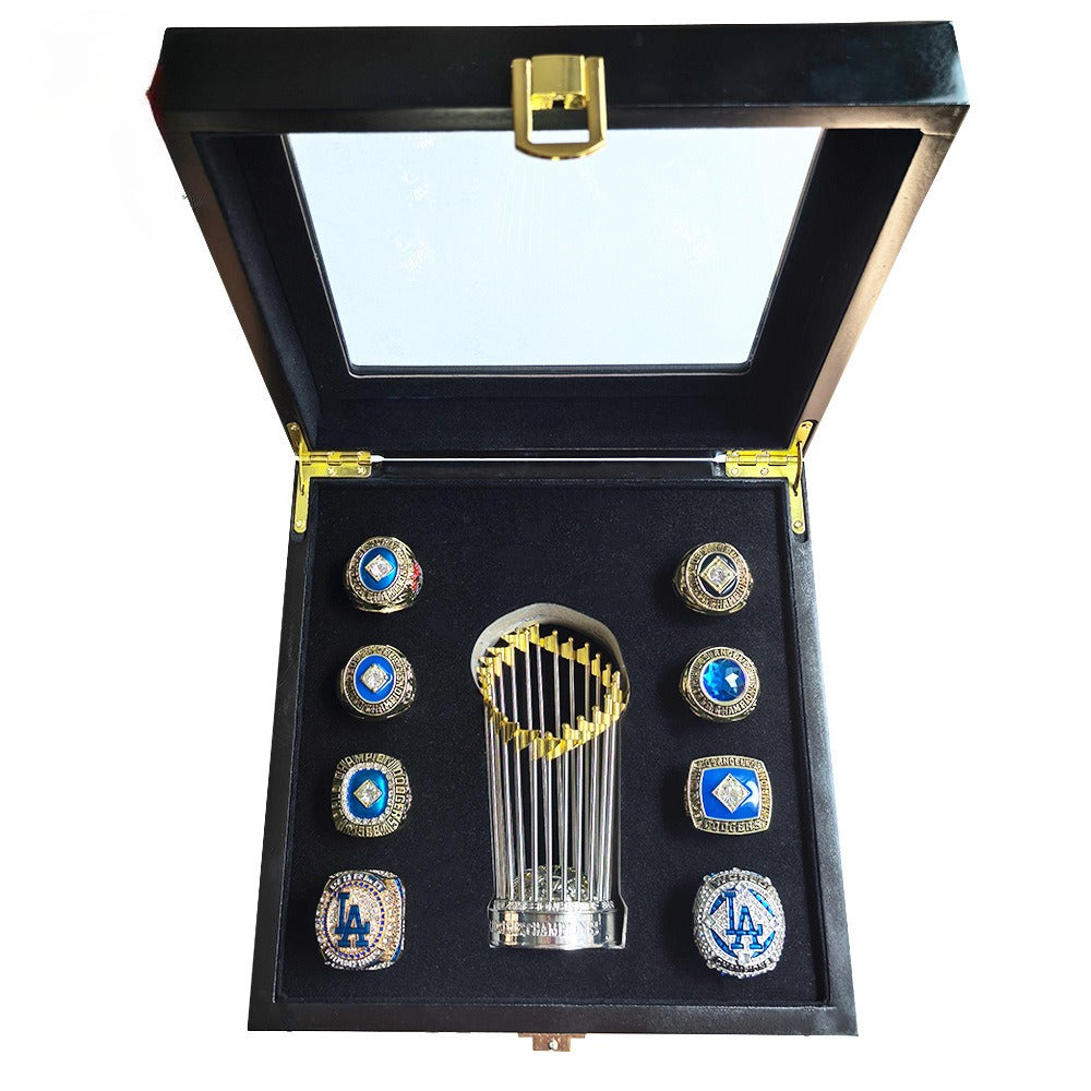 Los Angeles Dodgers World Series Championship Rings Set with Trophy – 8 Piece Collector’s Gifts