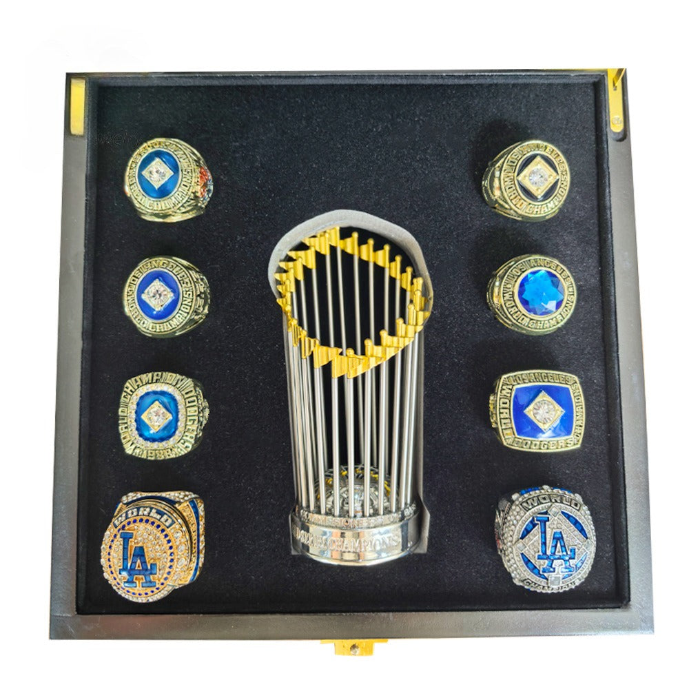 Los Angeles Dodgers World Series Championship Rings Set with Trophy – 8 Piece Collector’s Gifts