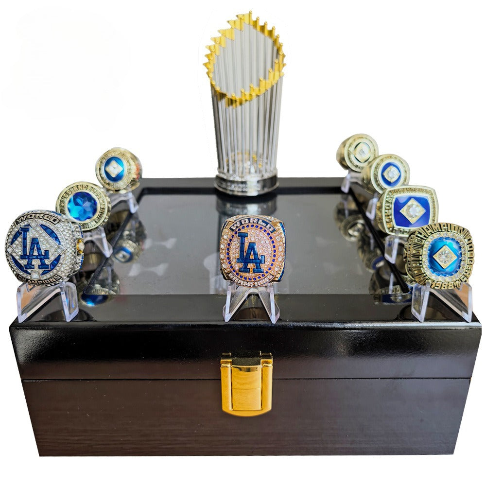 Los Angeles Dodgers World Series Championship Rings Set with Trophy – 8 Piece Collector’s Gifts