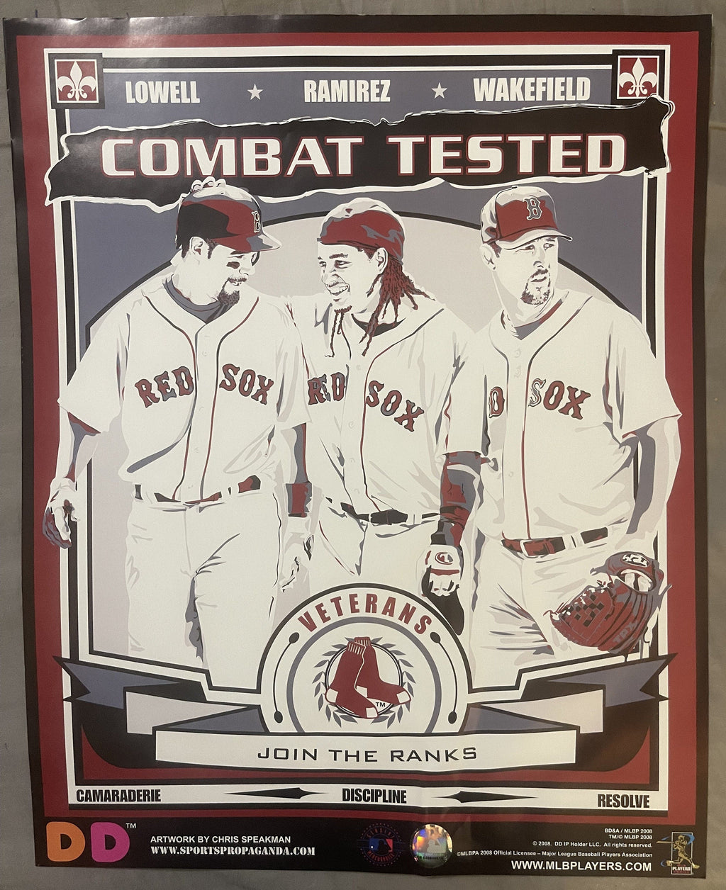 Retro MLB Boston Red Sox Dunkin Poster ⚾ Combat Tested, Lowell Ramirez Wakefield, SportsPropaganda Art by Chris Speakman